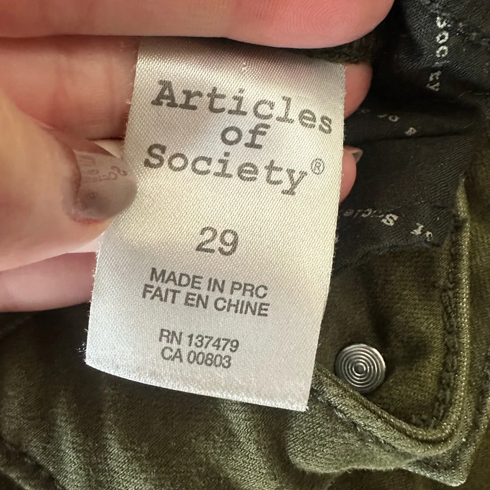 Articles Of Society Women's Military Green Skinny Jeans Size 29